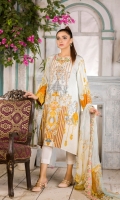 Front Digital embroidered Karandi Back and sleeves digital printed Digital Embroidered Side Scalloped Dupatta chiffon Dyed Karandi Trouser