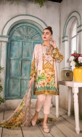 Front Digital embroidered Karandi Back and sleeves digital printed Digital Embroidered Side Scalloped Dupatta chiffon Dyed Karandi Trouser