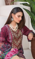 Digital and Embroidered Lawn Front  Digital Printed Lawn Back   Digital Printed Chiffon Dupatta  Dyed Cotton Trouser 
