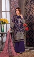 Hand Embellished Embroidered Chiffon Front Embroidered Chiffon Back Embroidered Chiffon Sleeves Embroidered Chiffon Dupatta Dyed Raw silk Trouser
