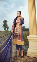 Digital and Embroidered Lawn Front  Digital Printed  Lawn Back   Digital Printed Chiffon Dupatta  Dyed Cotton Trouser
