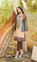 Digital and Embroidered Lawn Front  Digital Printed  Lawn Back   Digital Printed Chiffon Dupatta  Dyed Cotton Trouser