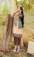 Digital and Embroidered Lawn Front  Digital Printed  Lawn Back   Digital Printed Chiffon Dupatta  Dyed Cotton Trouser
