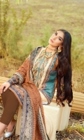 Digital and Embroidered Lawn Front  Digital Printed  Lawn Back   Digital Printed Chiffon Dupatta  Dyed Cotton Trouser