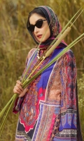 Digital and Embroidered Lawn Front  Digital Printed  Lawn Back   Digital Printed Chiffon Dupatta  Dyed Cotton Trouser