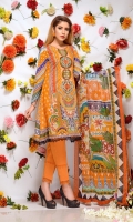 Digital Printed & Embroidered Lawn Front  Digital Printed Lawn Back  Digital Printed Lawn Sleeves  Digital Printed Chiffon Dupatta  Dyed Cotton Trouser