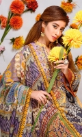 Digital Printed & Embroidered Lawn Front  Digital Printed Lawn Back  Digital Printed Lawn Sleeves  Digital Printed Chiffon Dupatta  Dyed Cotton Trouser