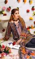 Digital Printed & Embroidered Lawn Front  Digital Printed Lawn Back  Digital Printed Lawn Sleeves  Digital Printed Chiffon Dupatta  Dyed Cotton Trouser