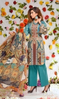 Digital Printed & Embroidered Lawn Front  Digital Printed Lawn Back  Digital Printed Lawn Sleeves  Digital Printed Chiffon Dupatta  Dyed Cotton Trouser