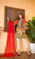 Digital and Embroidered Lawn Front  Digital Printed  Lawn Back   Digital Printed Chiffon Dupatta  Dyed Cotton Trouser 