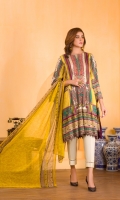 Digital and Embroidered Lawn Front  Digital Printed  Lawn Back   Digital Printed Chiffon Dupatta  Dyed Cotton Trouser 