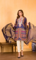 Digital and Embroidered Lawn Front  Digital Printed  Lawn Back   Digital Printed Chiffon Dupatta  Dyed Cotton Trouser 