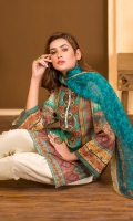 Digital and Embroidered Lawn Front  Digital Printed  Lawn Back   Digital Printed Chiffon Dupatta  Dyed Cotton Trouser 