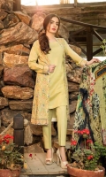 Unstitched Three Piece, Shirt Fabric:Embroidered Lawn  Includes:  Full Embroidered Lawn Front Embroidered Lawn Back Embroidered Lawn Sleeves Digital Printed Chiffon Dupatta Dyed Cotton Trouser