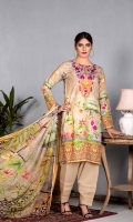 Digital Embroidered Karandi Front Digital Printed Karandi Back Digital Printed Karandi Sleeves Digital Printed Chiffon Dupatta Karandi Trouser