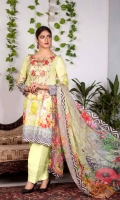 Digital Embroidered Karandi Front Digital Printed Karandi Back Digital Printed Karandi Sleeves Digital Printed Chiffon Dupatta Karandi Trouser