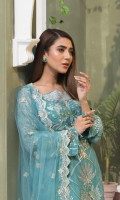 EMBROIDERED WEIGHTLESS CHIFFON FRONT	1 YDS EMBROIDERED WEIGHTLESS CHIFFON BACK	1 YDS EMBROIDERED WEIGHTLESS CHIFFON SLEEVES	0.67 YDS EMBROIDERED NET DUPATTA	2.50 YDS GRIP SILK TROUSER	2.50 YDS EMBROIDERED TROUSER LACE	1 YDS