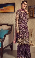 EMBROIDERED CHIFFON FRONT WITH HANDMADE WORK  EMBROIDERED CHIFFON BACK  EMBROIDERED CHIFFON SLEEVES WITH CUT WORK  EMBROIDERED GHERA LACE  EMBROIDERED SLEEVES LACE  EMBROIDERED CHIFFON DUPATTA  EMBROIDERED GRIP SILK TROUSER