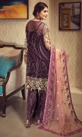 EMBROIDERED CHIFFON FRONT WITH HANDMADE WORK  EMBROIDERED CHIFFON BACK  EMBROIDERED CHIFFON SLEEVES WITH CUT WORK  EMBROIDERED GHERA LACE  EMBROIDERED SLEEVES LACE  EMBROIDERED CHIFFON DUPATTA  EMBROIDERED GRIP SILK TROUSER