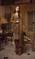 EMBROIDERED CHIFFON FRONT WITH 3D FLOWERS  EMBROIDERED GALA WITH 3D FLOWERS 1 PCS  EMBROIDERED CHIFFON BACK 1 YDS  EMBROIDERED CHIFFON SLEEVES WITH HANDMADE WORK 0.67 YDS  EMBROIDERED GHERA LACE 2 YDS  EMBROIDERED SLEEVE LACE WITH CUT WORK 1 YDS  EMBROIDERED CHIFFON DUPATTA 2.5 YDS  EMBROIDERED GRIP SILK TROUSER