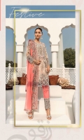 Embroidered Chiffon Front With Handmade Work  Embroidered Chiffon Back  Embroidered Chiffon Sleeves Crystal Stone  Embroidered Ghera Lace  Embroidered Sleeves Lace  Embroidered Chiffon Dupatta Grip Silk Trouser  Embroidered Lace Trouser