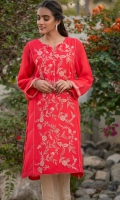 Georgette Embroidered Shirt, Embroidered Round V Neck
