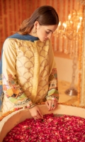 Dyed Embroidered with Applique Lawn Shirt Front 1.20 yards Digital Printed Lawn Shirt Back & Sleeve 1.90 yards Digital Printed Bamber Chiffon Dupatta 2.75 yards Dyed Cambric Trouser 2.65 yards Embroidered Border on Tissue – 30” 01 piece Embroidered Neck Lace on Tissue – 40” 01 piece