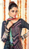 Digital Printed Sequins Embroidered Lawn Shirt Front 1.20 yards Digital Printed Lawn Shirt Back & Sleeve 1.90 yards Digital Printed Bamber Chiffon Dupatta 2.75 yards Dyed Cambric Trouser 2.65 yards Embroidered Border on Tissue – 30” 01 piece