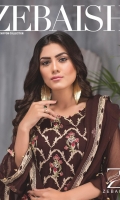 03 pcs unstitched embroidered Chiffon Embroidered Chiffon Shirt Embroidered Chiffon Dupatta Raw Silk Trouser