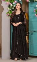 SHIRT: Sequin Embroidered Chiffon Front & Back Body Sequin Embroidered Front & Back Kaliyan x14 SLEEVES: Sequin Embroidered Chiffon  DUPATTA: Sequin Embroidered Chiffon TROUSER: Crepe Silk ACCESSORIES: Sequin Embroidered Front & Back Daman Border Zari & Sequin Embroidered Sleeves Border