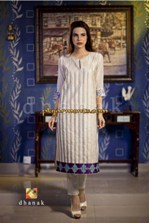 Cotton Kurti with Embroidered Front, Embroidered Satin Border with Chiffon Sleeves (2)