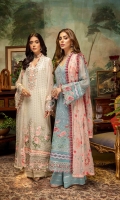 Schiffli Embroidered Chiffon Front 0.8 MTR Embroidered Chiffon Back 0.8 MTR Embroidered Chiffon Sleeves 0.66 MTR Embroidered Chiffon Dupatta 2.5 Yard Dyed Raw Silk Trouser 2.5 Yard Embroidered Patch And Motif For Front 1 PC Embroidered Border For Front 0.8 MTR Embroidered Patti For Back 0.8 MTR Embroidered Border For Sleeves 1 MTR Embroidered Patti For Sleeves 1 MTR Embroidered Patti For Neck 1.2 MTR