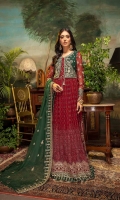 Schiffli Embroidered Chiffon Front 1.25 MTR Embroidered Chiffon Back 1.25 MTR Embroidered Chiffon Sleeves 0.66 MTR Embroidered Chiffon Dupatta 2.5 Yard Dyed Raw Silk Trouser 2.5 Yard Dyed Chiffon Panel For Blouse 1 Yard Embroidered Border 1 For Front 1.25 MTR Embroidered Border 2 For Front 1.25 MTR Embroidered Border For Back 1.25 MTR Embroidered Border 1 For Sleeves 1 MTR Embroidered Border 2 For Sleeves 1 MTR Embroidered Motifs For Front 2 PC Embroidered Front Body Panel 1 PC Embroidered Back Body Panel 1 PC