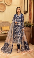 Embroidered Organza Front 0.8 MTR Dyed Organza Back 0.8 MTR Embroidered Organza Sleeves 0.66 MTR Dyed Raw Silk Trouser 2.5 Yard Embroidered Net Dupatta 2.5 Yard Embroidered Border For Front 0.8 MTR Embroidered Border For Back 0.8 MTR Embroidered Patch For Sleeves 2 PC