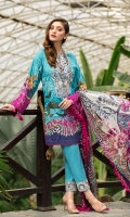 Shirt: 3 meter Lawn Neck Patch: 1 on Tissue Trouser Patch: 1.25 meter on Tissue Dupatta: 2.5 meter Bamber Chiffon Trouser: 2.5 meter Lawn
