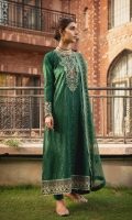 Embroidered Lawn Front Embroidered Organza Neckline Patch Embroidered Lawn Back Embroidered Lawn Front Hem (Border) Embroidered Lawn Sleeves Embroidered Lawn Sleeve Patch Cotton Pants Embroidered Chiffon Dupatta