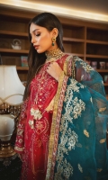 Embroidered Organza Front Embroidered Organza Back Embroidered Organza Front and Back Border Embroidered Organza Sleeves Embroidered Organza Sleeve Patch Cotton Silk Lining Raw Silk Pants Embroidered Organza Dupatta