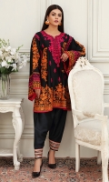 Black cotton net loose fitted top with Kashmiri embroidery, paire it with straight pants or shalwar.