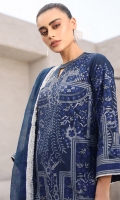 Fancy net dupatta Printed slub lawn shirt 3.12 meters Dyed cambric trouser