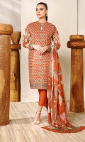 Printed broshia dupatta Printed lawn shirt 3 meters Dyed cambric trouser