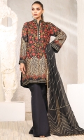 Chiffon dupatta Printed lawn shirt 3.12 meters Printed border Dyed cambric trouser