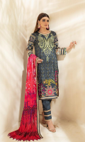 Shirt: Digital Printed Cambric Dupatta: Digital Printed Doriya Trouser: Dyed Cambric