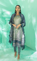 Shirt: Digital Printed Cambric Dupatta: Digital Printed Doriya Trouser: Dyed Cambric