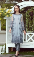 Front: Full Thread Embroidery and neck Border Back: Plain Dyed Net Sleeves: Thread Embroidered Embroidery: Thread work with Sequin Details