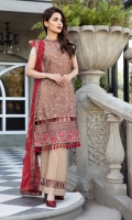 Embroidered Chiffon Front Embroidered Chiffon Back Embroidered Chiffon Sleeves Embroidered Front (2) + Back (2) + Sleeves Patch Embroidered Chiffon Dupatta Raw Silk Trouser