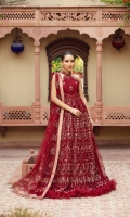 Embroidered Net Front  Embroidered Net Back Embroidered Front Body Embroidered Back Body Embroidered Net Sleeves Embroidered Front + Back Patch 2  Embroidered Neckline Patch  Embroidered Belt Patch Embroidered Net Pallu Dupatta  Dyed Russian Grip Trouser