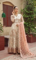 Embroidered Net Front  Embroidered Net Back Embroidered Front Body Embroidered Back Body Embroidered Net Sleeves Embroidered Front + Back Patch (2) Embroidered Net Dupatta Embroidered Dupatta Patch Dyed Raw Silk Trouser