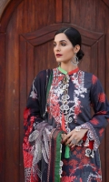 Printed Lawn Front, Back & Sleeves Printed Chiffon Dupatta Embroidered Motifs Dyed Trousers