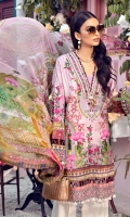 Digital Printed Lawn Shirt Embroidered Neckline Embroidered Front Daman Border Embroidered Sleeve Border Embroidered Trouser Border Cambric Cotton Trouser Digital Printed Chiffon Dupatta