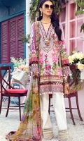 Digital Printed Lawn Shirt Embroidered Neckline Embroidered Front Daman Border Embroidered Sleeve Border Embroidered Trouser Border Cambric Cotton Trouser Digital Printed Chiffon Dupatta